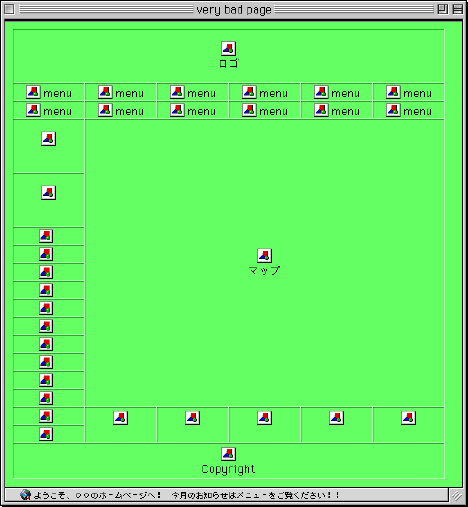 最悪デザインの3要素：1.画像だけ、2.全てテーブル、3.altなし