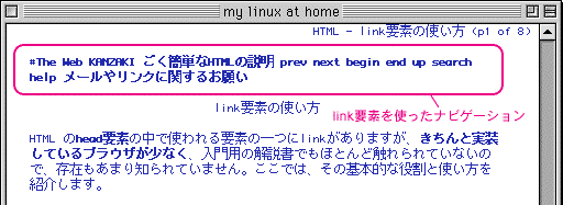 Lynxの場合は画面の先頭にリンクが並んでいる