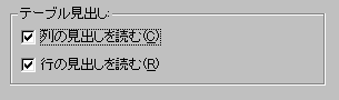 「その他の設定」で「列の見出しを読む」「行の見出しを読む」の両方をチェックする